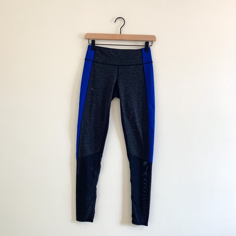 Zella Colorblock Gray Blue Mesh Athletic Workout Leggings Size XS